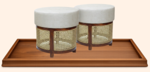OTTOMAN CANE STOOLS